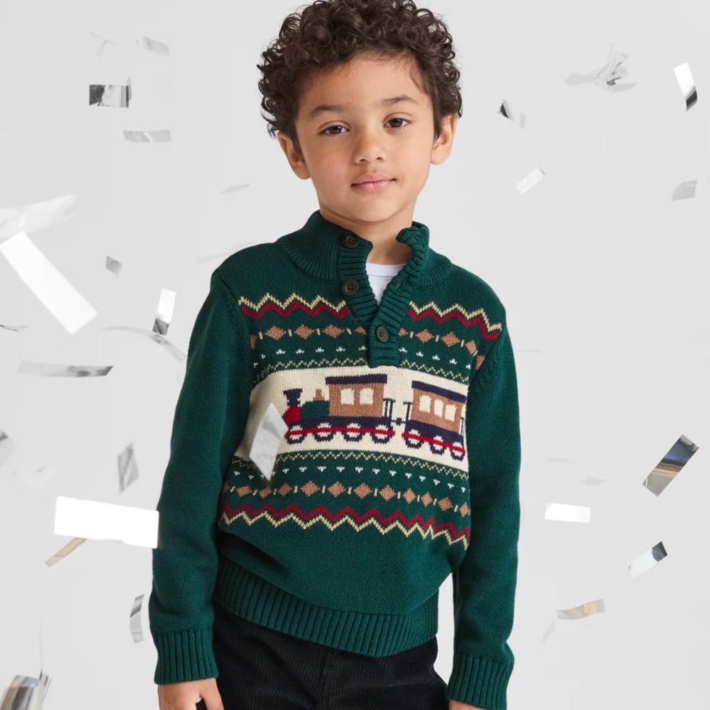 The Children's Place Toddler Boys 12-18 Months Train Fairisle Mock
Neck Sweater